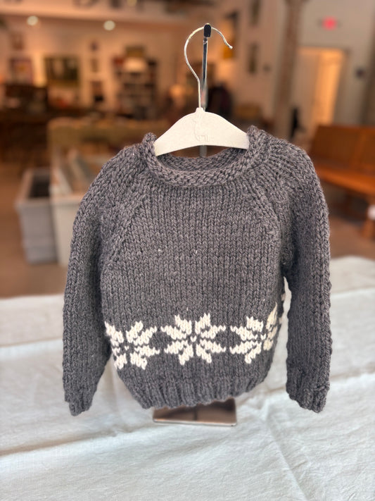 Charcoal Baby Sweater with White Snowflakes