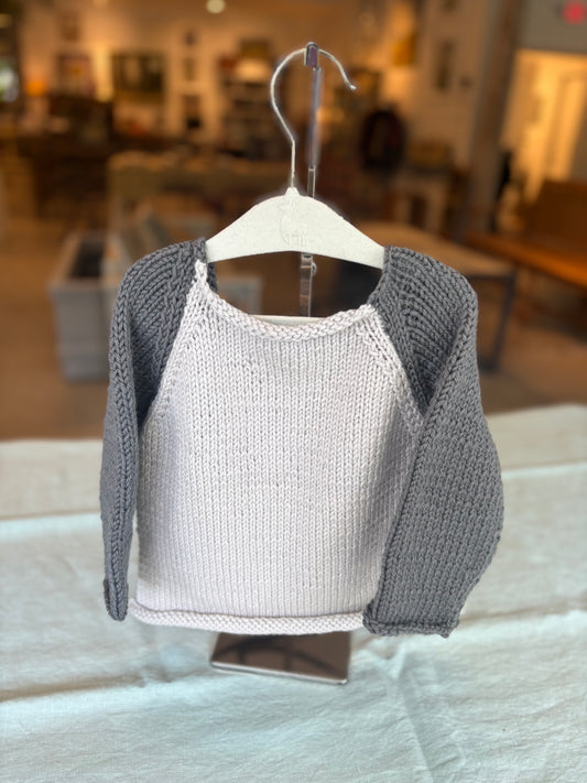 Solid Gray Baby Sweater with Charcoal Sleeves