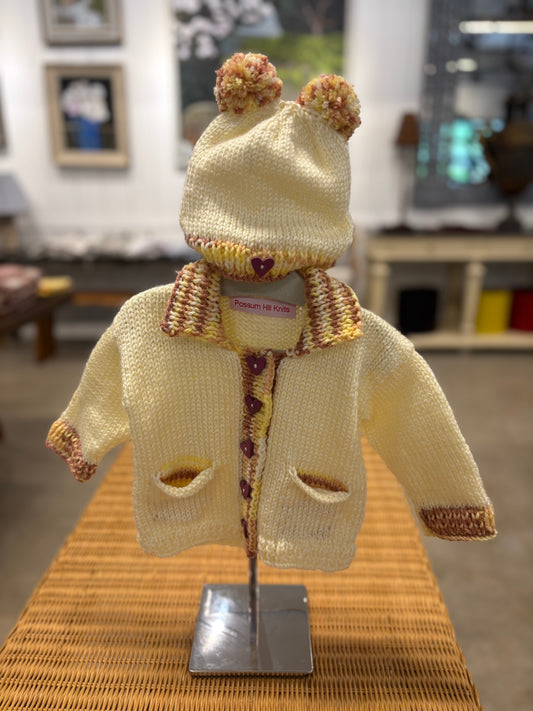 Yellow Baby Sweater & Hat Set