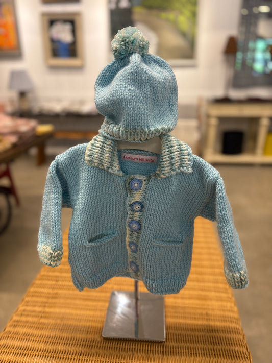 Blue Baby Sweater & Hat Set