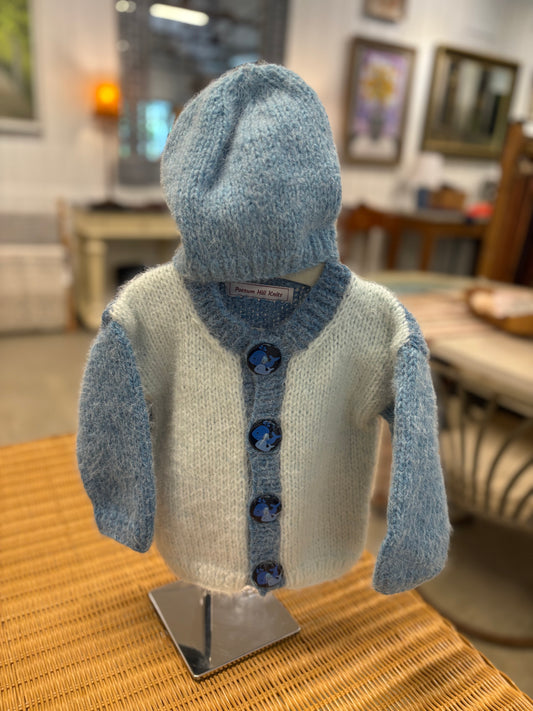 Blue Whale Baby Sweater & Hat Set
