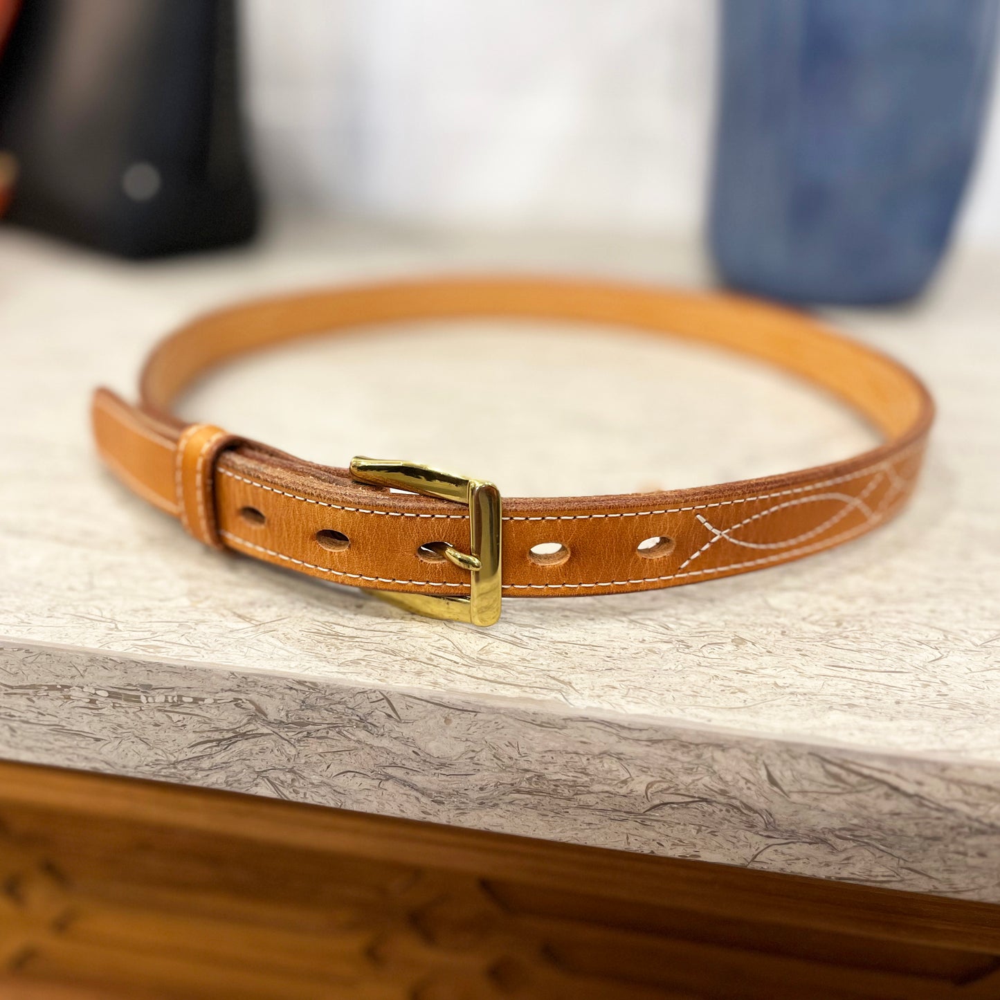 Stitched German Belting Leather Belt