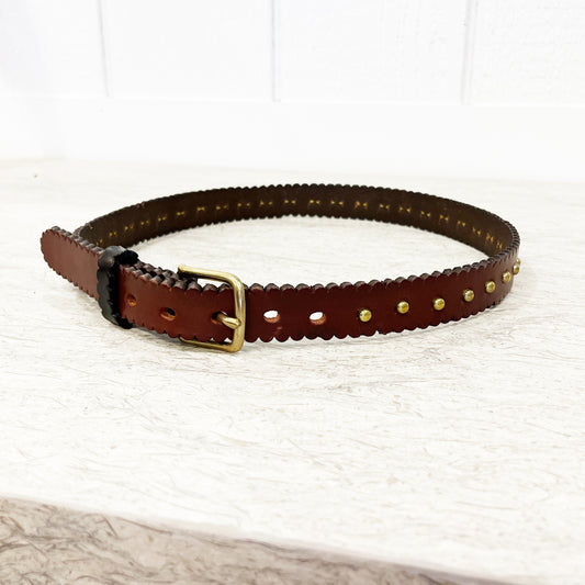 Brown Studded & Scalloped Belt