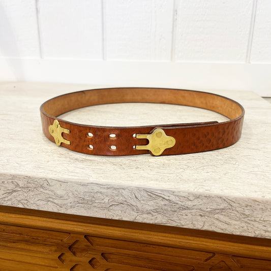 Hand-Hammered Hook Belt in Tan