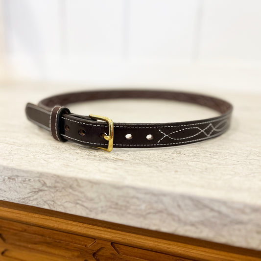 Stitched Bridle Leather Belt 1"