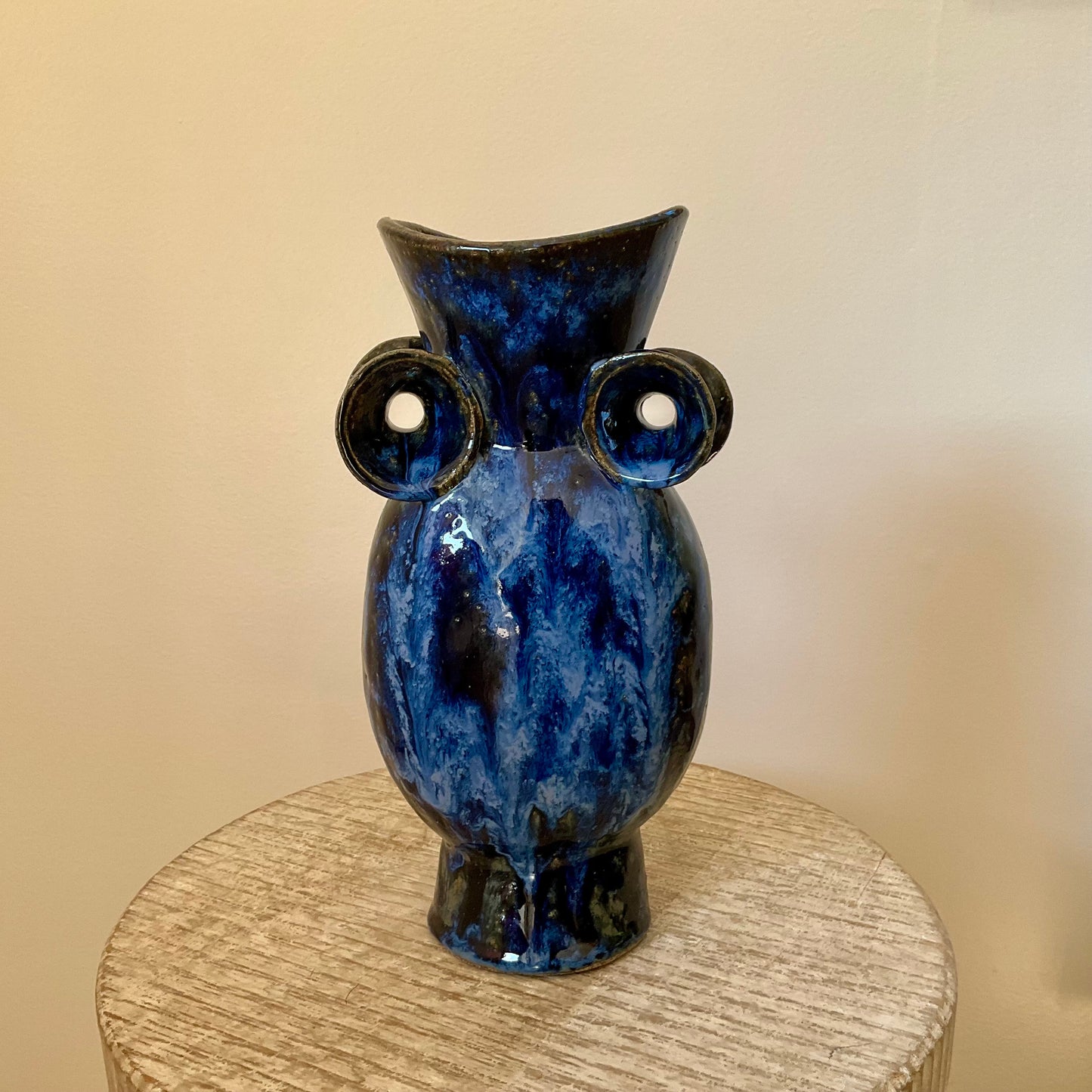 Claude Renaud Gloss Blue Oval Vase