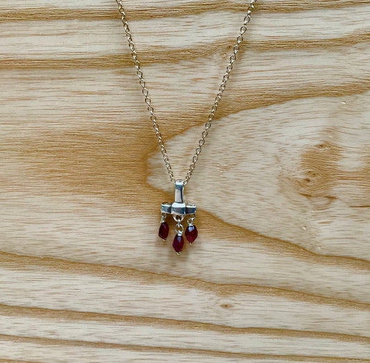 Garnet Mini Cross Necklace