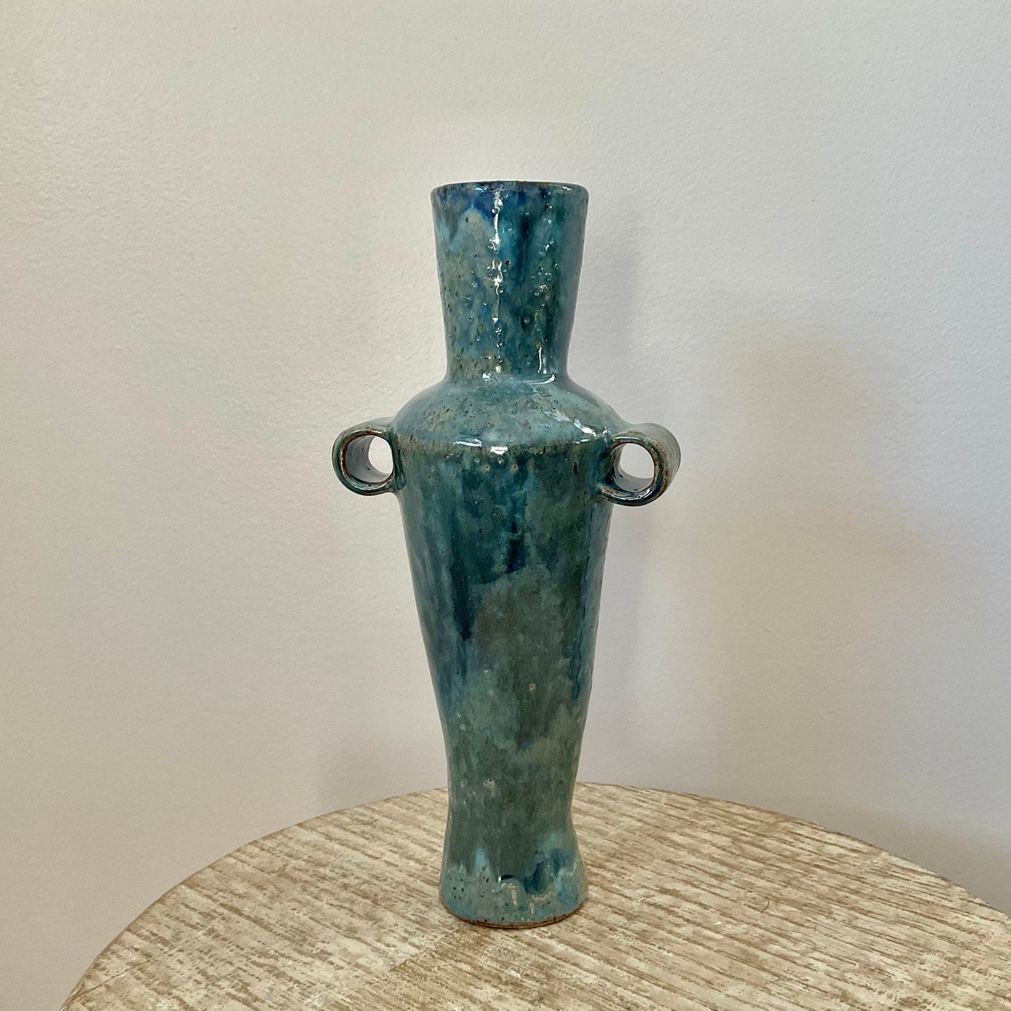 Ceramic Blue Vase with Handles