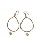 Gold Wire Wrap Teardrop with Pearl Earring