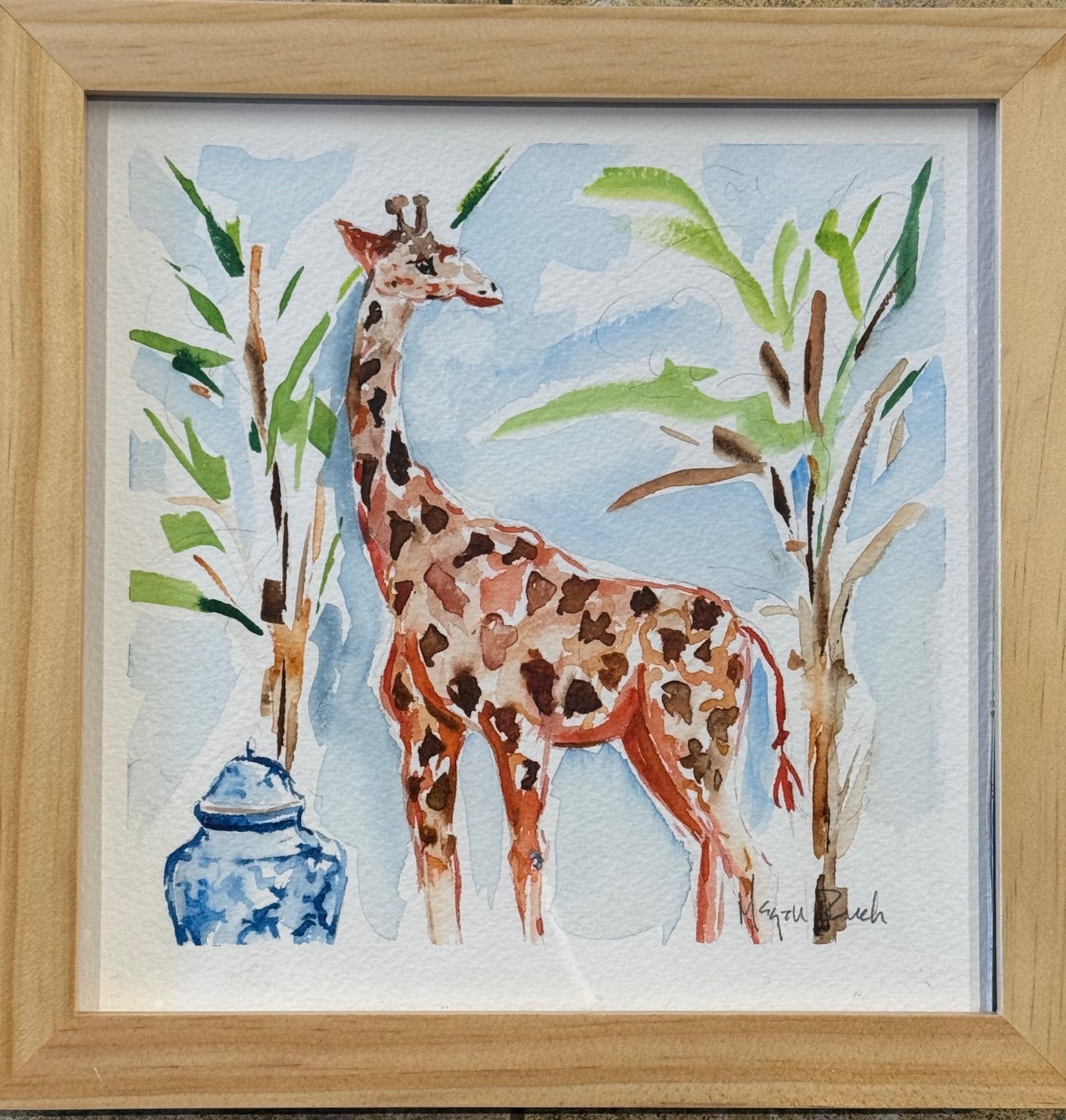 MEGAN RUCH FRAMED WATERCOLOR - GIRAFFE