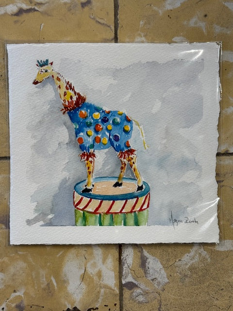 Original Watercolor - Giraffe in Costume