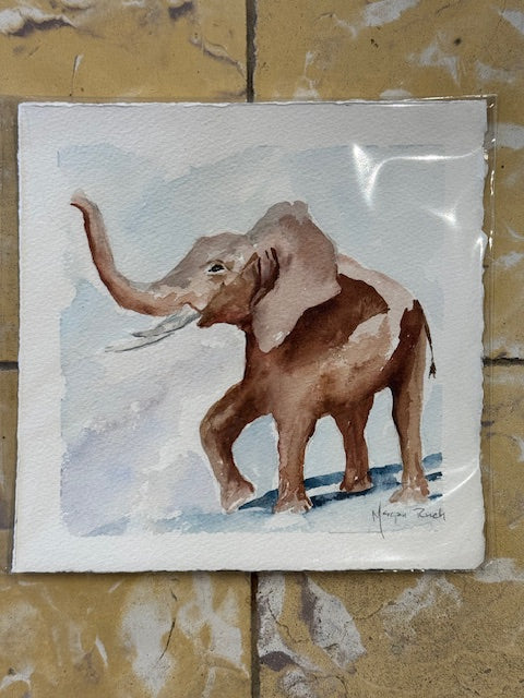 Original Watercolor - Elephant with Tusks