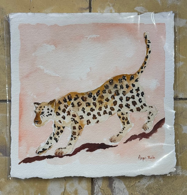 Original Watercolor -  Pink Cheetah
