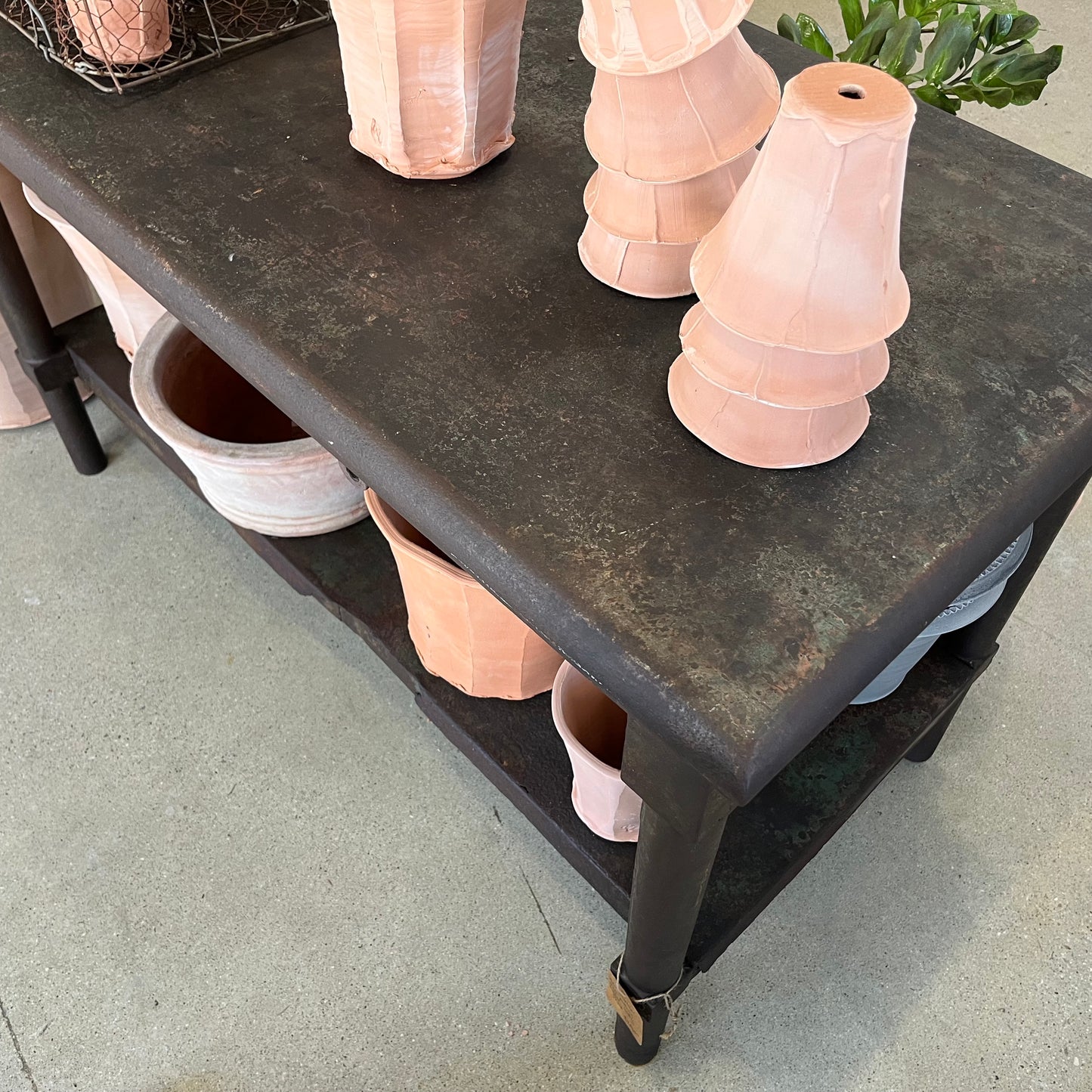 Rare Iron Potting Table with Shelf