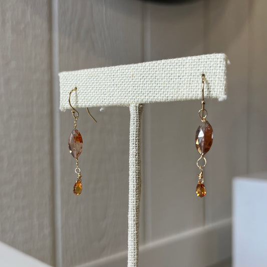 Citrine Sapphire Teardrop Earrings