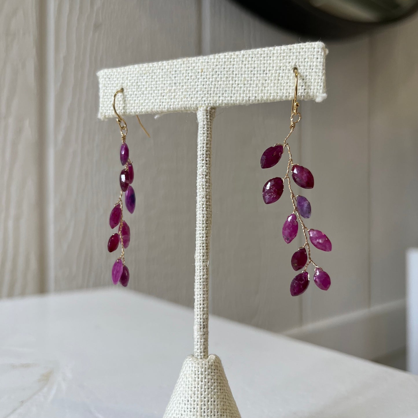 Pink Sapphire Vine Earrings