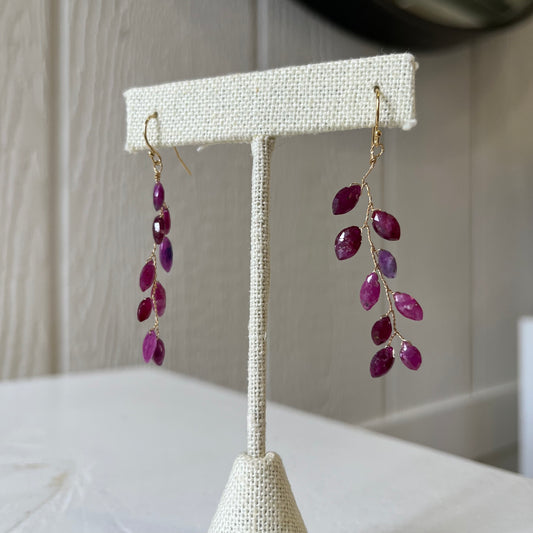 Pink Sapphire Vine Earrings