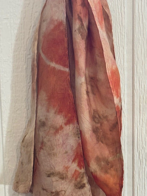 Botanically Dyed Silk Scarf - Pink and Orange