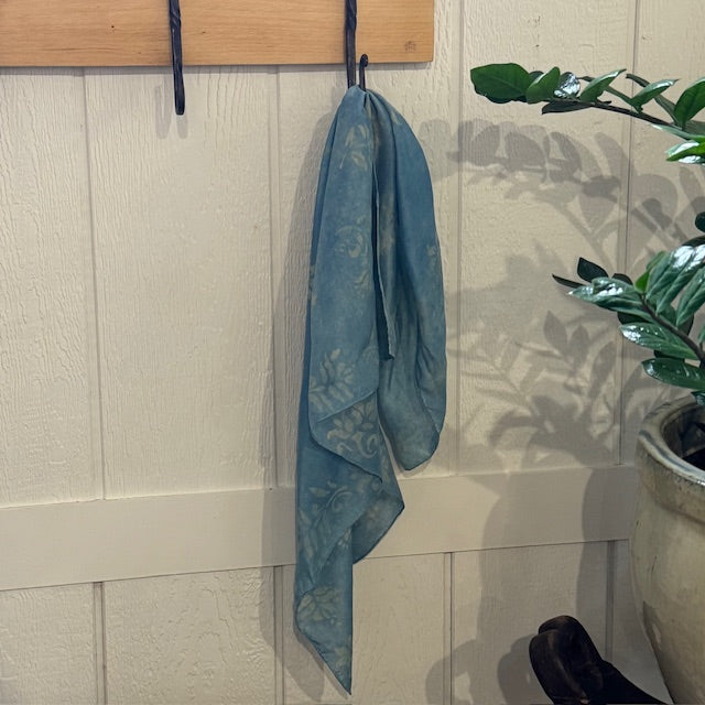 Botanically Dyed Silk Scarf - Blue Floral II