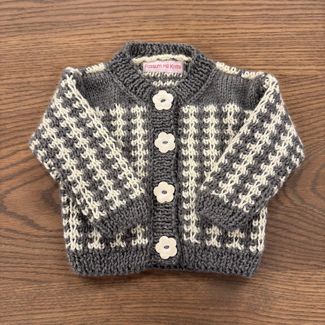 Baby Sweater and Hat Set - Railroad Track Stripe