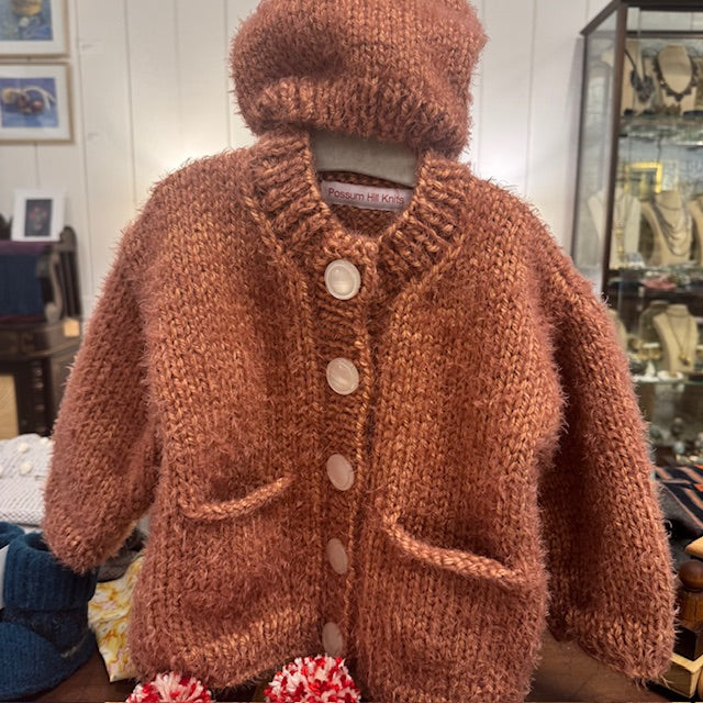 Baby Sweater & Hat Set - Burnt Orange