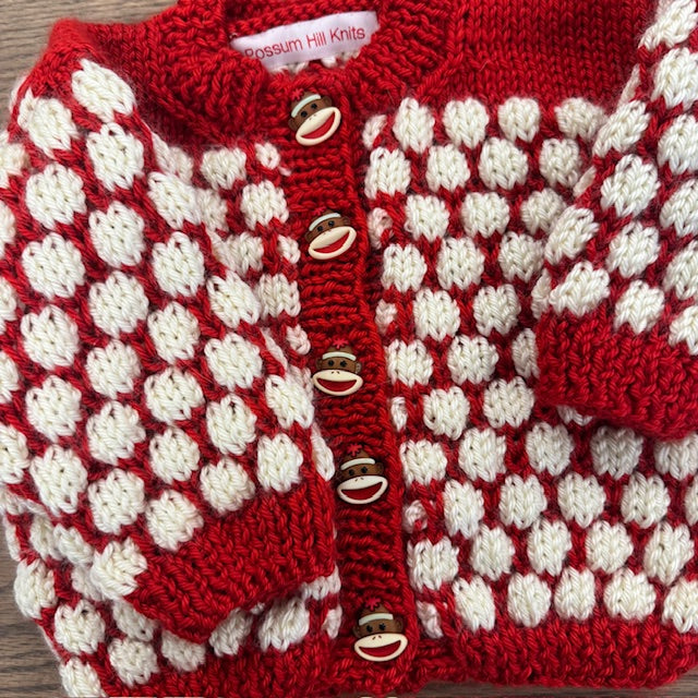 Baby Sweater & Hat Set - Red & White