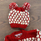 Baby Sweater & Hat Set - Red & White