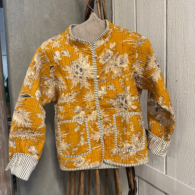 Handmade Block Print Quilted Jacket - Gold