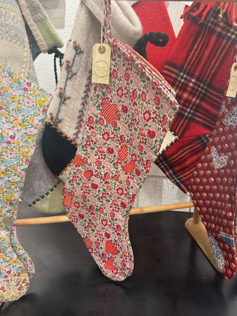 Handcut Applique Stocking - Floral