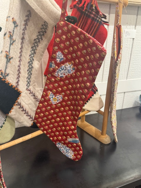 Handcut Applique Stocking - Floral