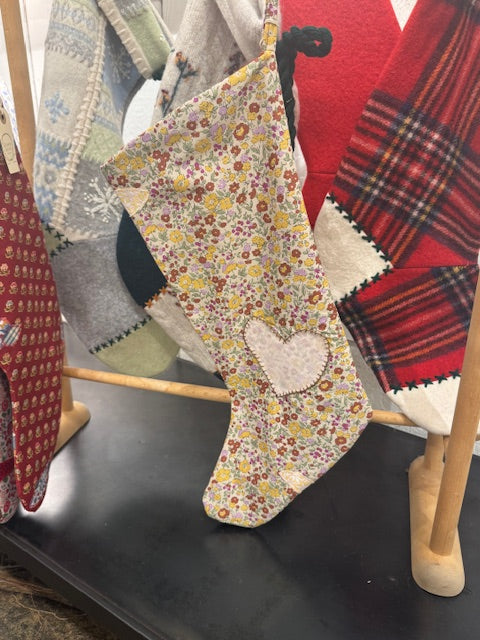 Handcut Applique Stocking - Floral