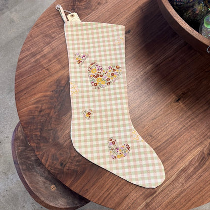 Handcut Applique Stocking - Pink Hearts