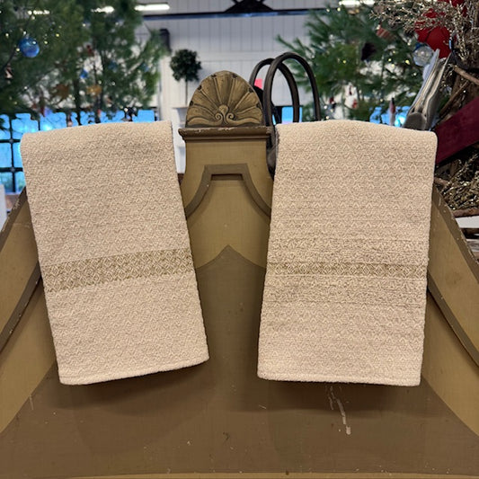 Festive Hand Towels - Cream and Gold
