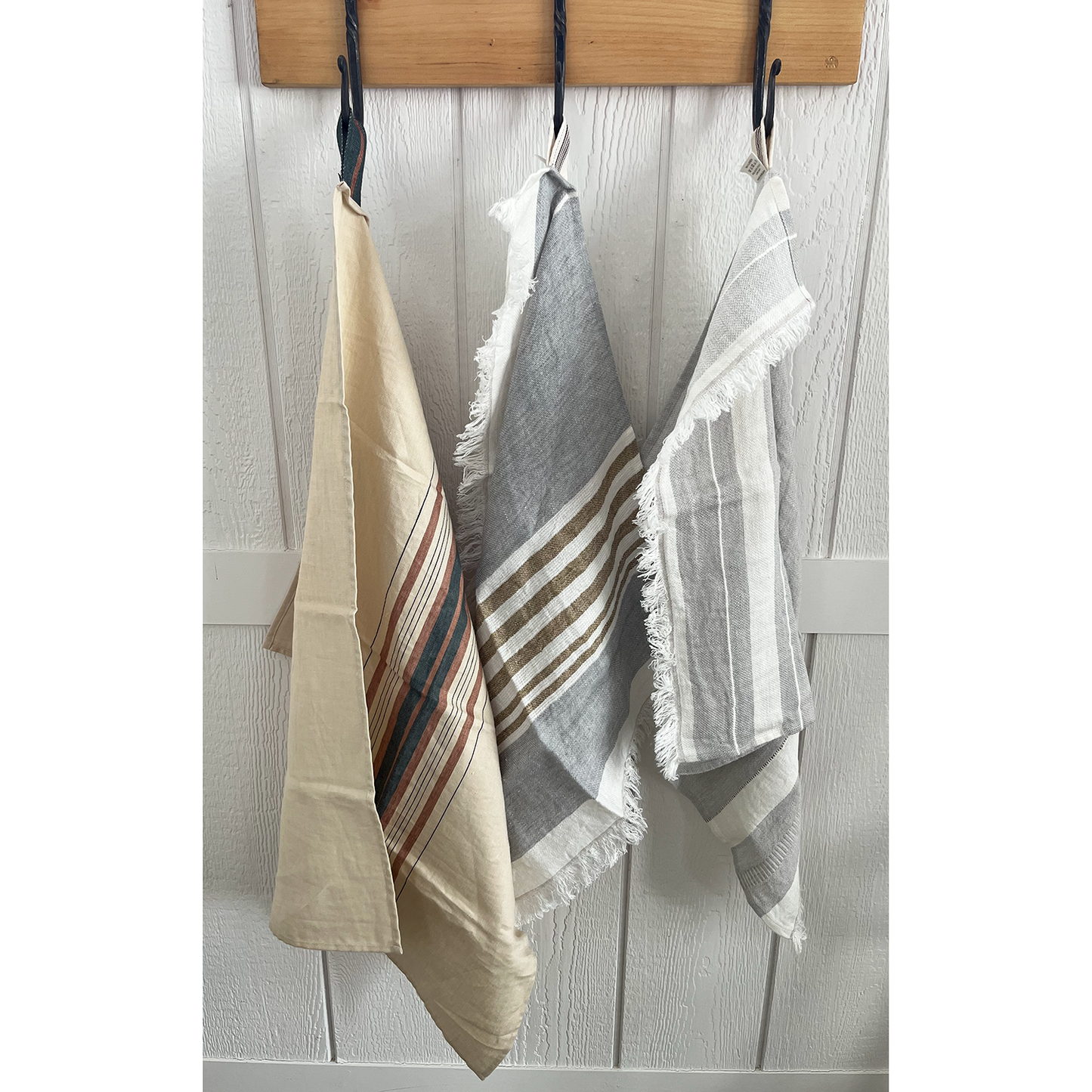 Belgian Linen Guest Towel - Ash Stripe