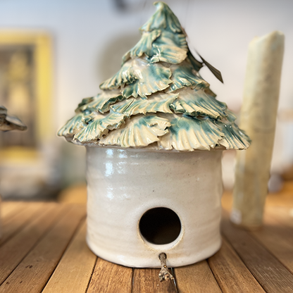 Rosy Brown Small Ceramic Birdhouse Pam Church
