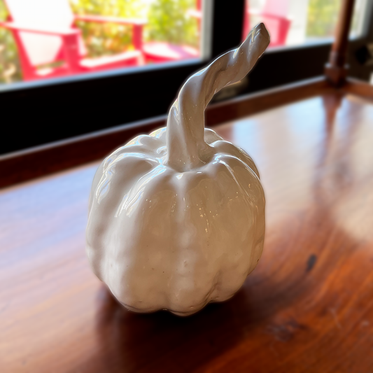Ceramic Medium Pumpkin with Tall Stem