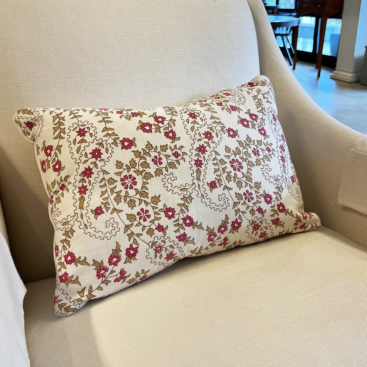 Red Bud Paisley Vine Pillow