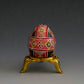 "Red Ribbons" Hand Painted Coturnix Quail Egg