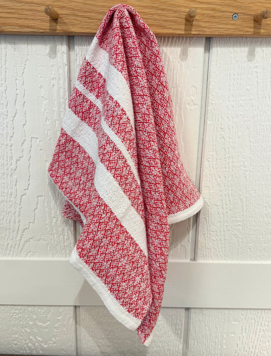 Handwoven Cotton Hand Towel in Red & White
