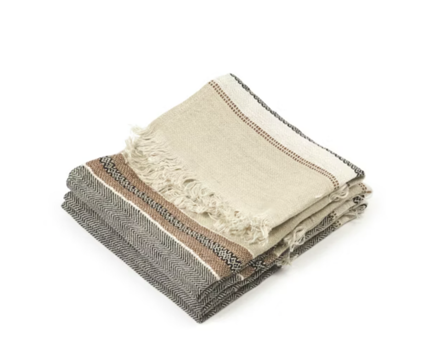 Belgian Linen Guest Towel Beeswax Stripe