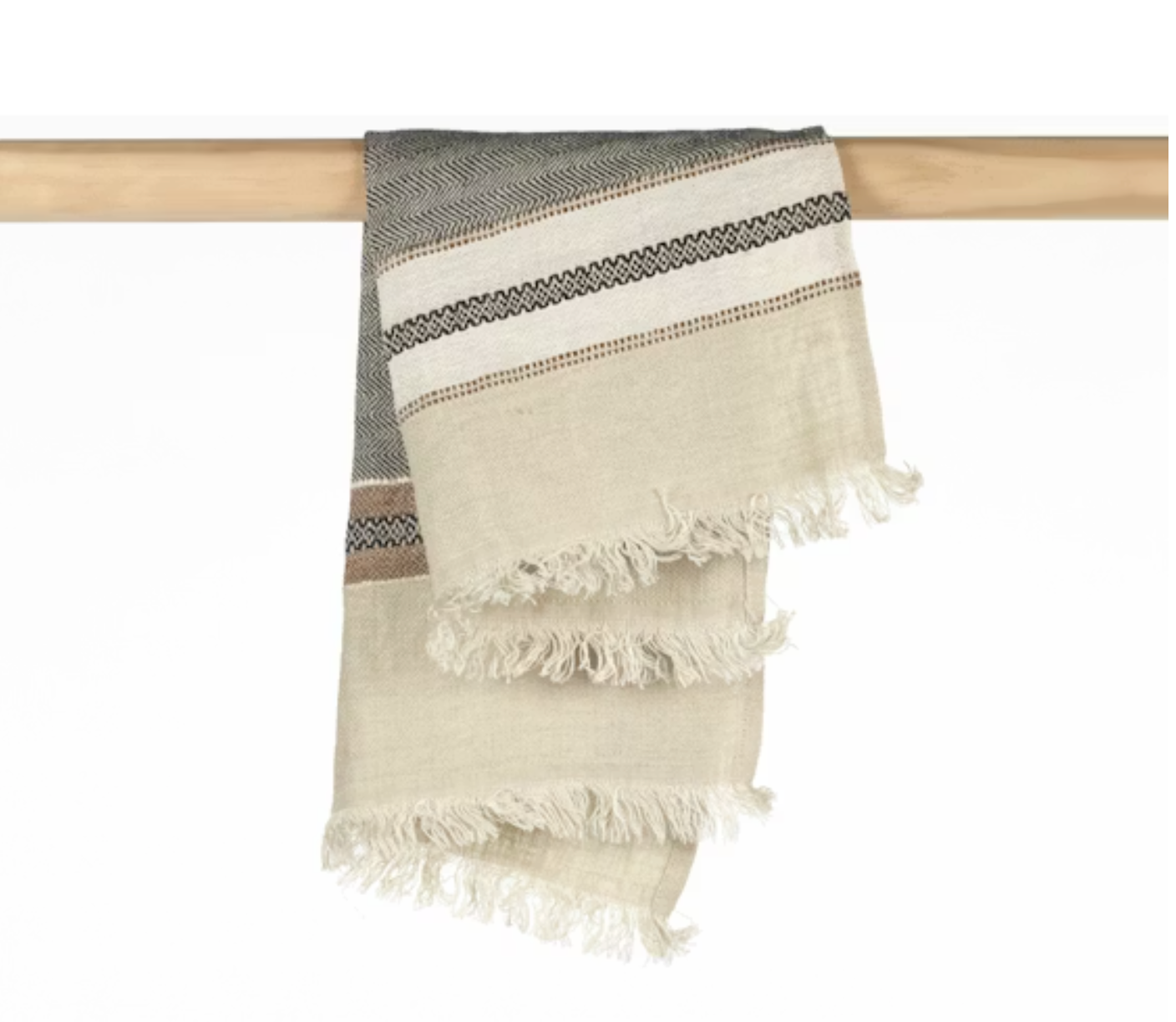 Belgian Linen Guest Towel Beeswax Stripe