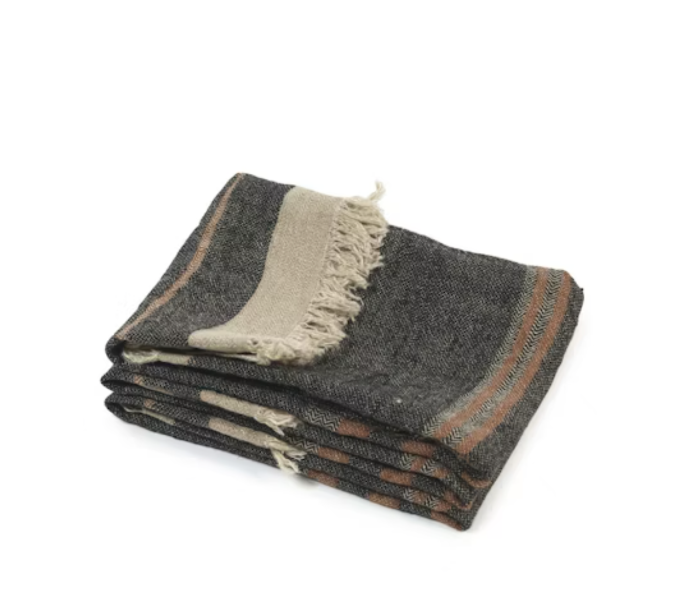 Belgian Linen Guest Towel - Black Stripe