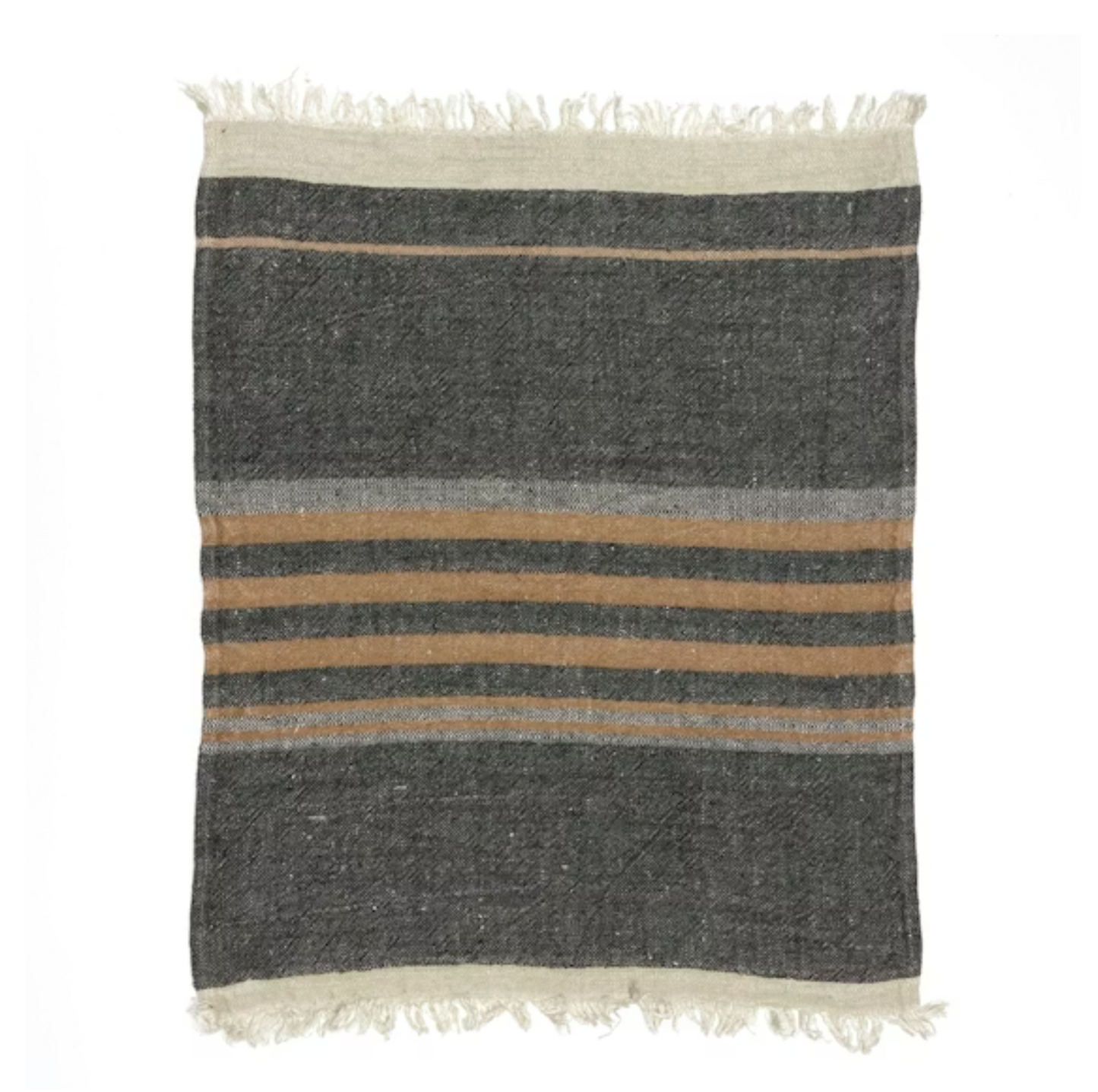 Belgian Linen Guest Towel - Black Stripe