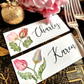 White Smoke "Parrot Tulips" Place Cards Mr. P's Place Card Co.