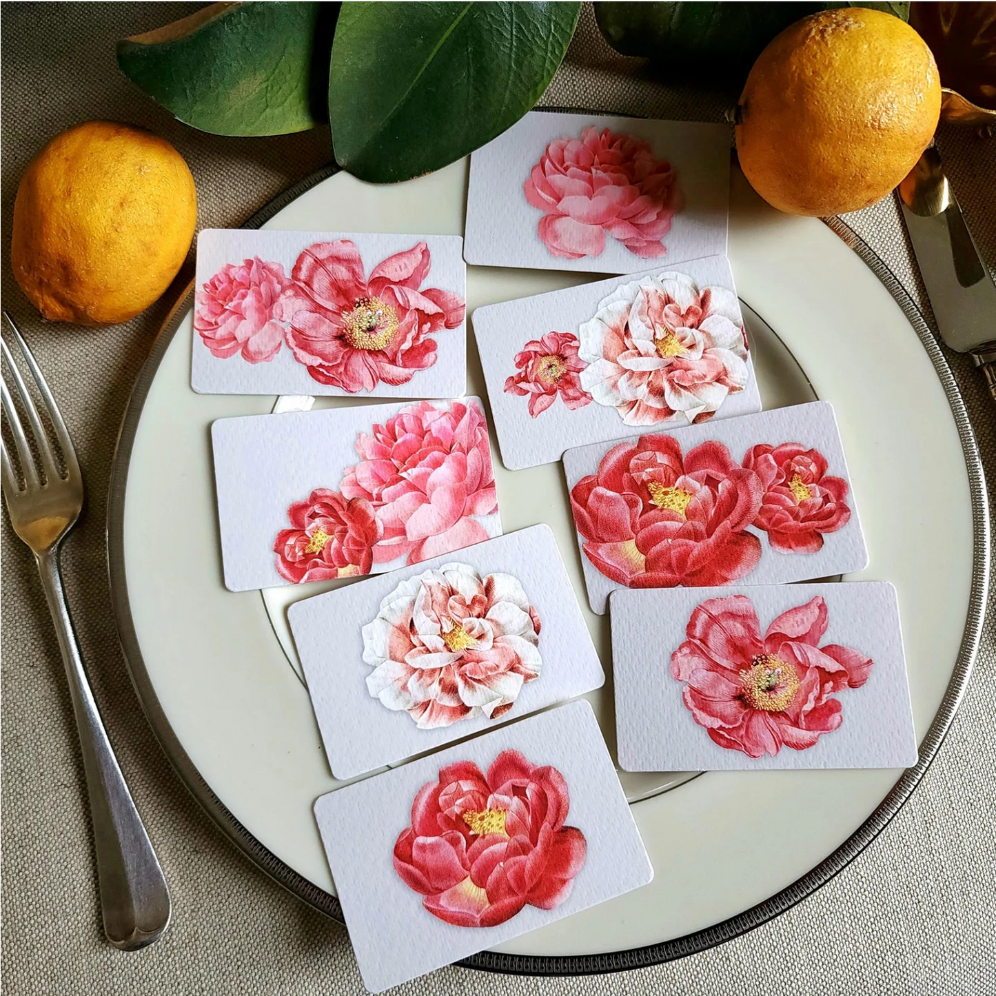 Gray "Peony" Place Cards Mr. P's Place Card Co.