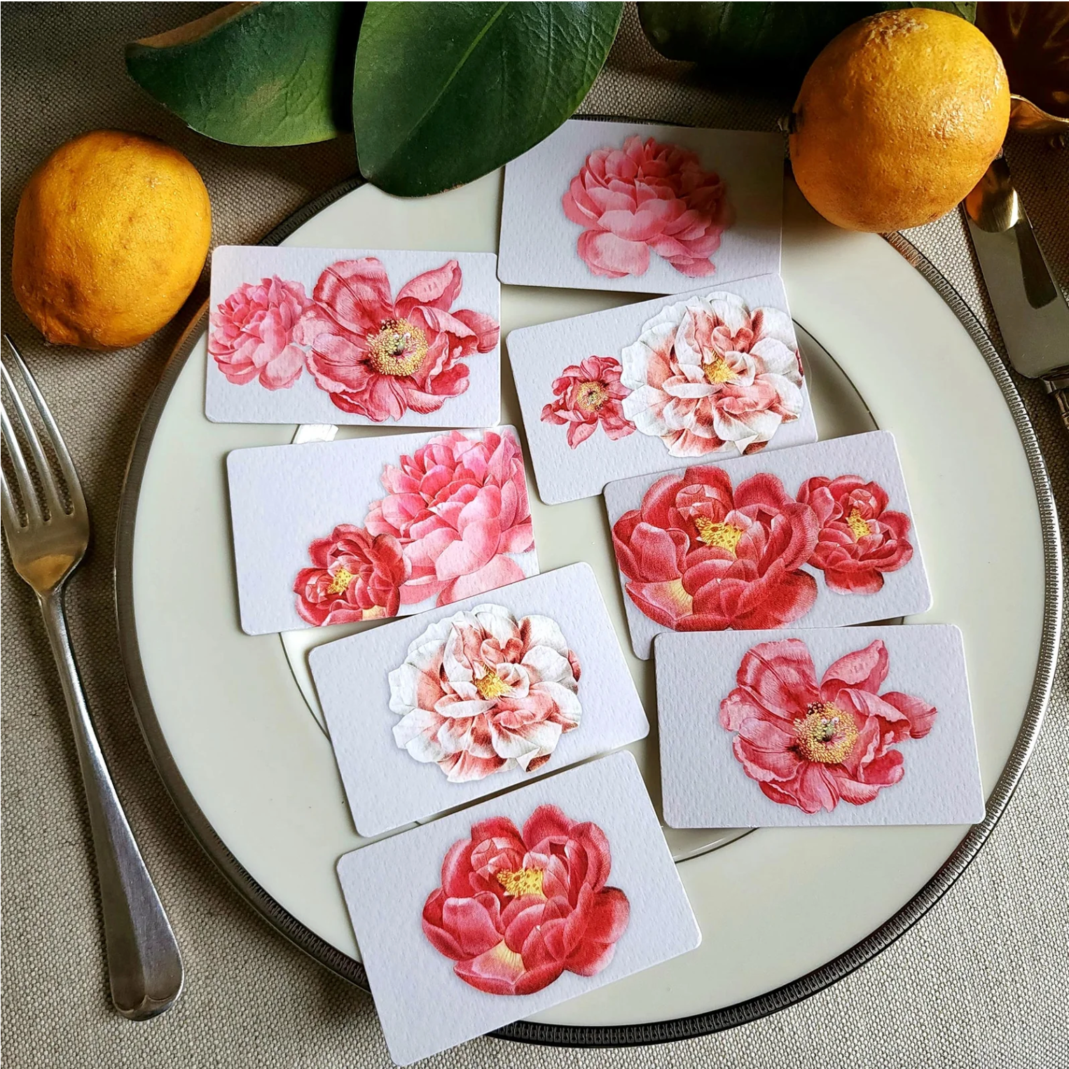 Gray "Peony" Place Cards Mr. P's Place Card Co.