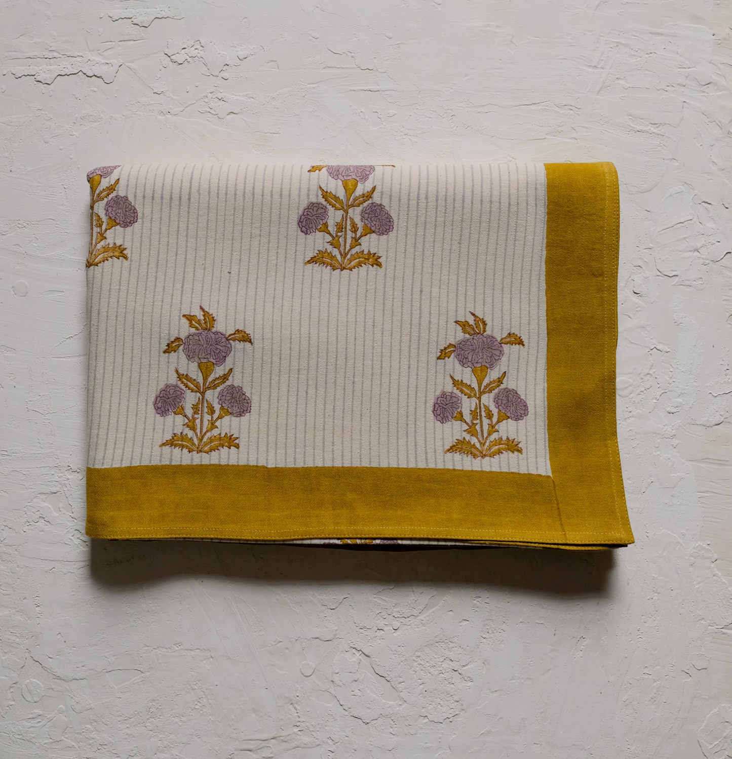 Sanvi Hand-Block Printed Cotton Table Cloth in English Lavender