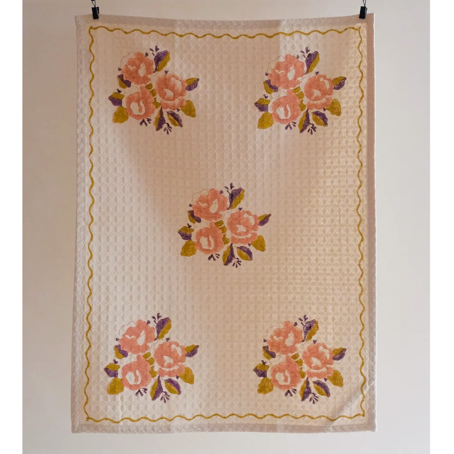Sara Waffle Weave Tea Towel in Grapefruit Pink