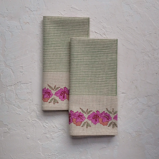 Simran Block-Printed Napkins in Sage - Set of 4
