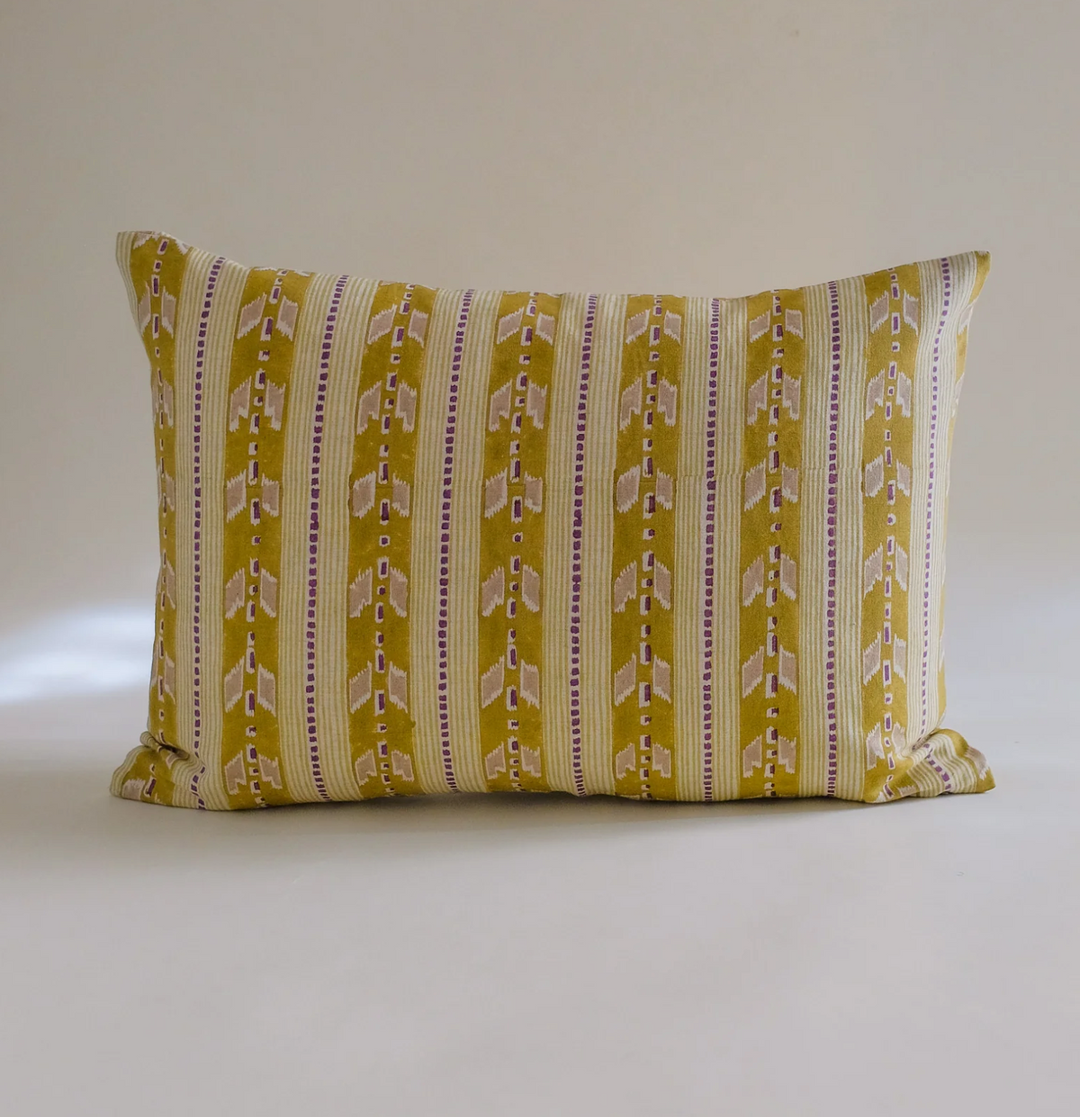 Gray Kaveri - Hand Block-printed Linen Pillowcase in Olive Soil to Studio